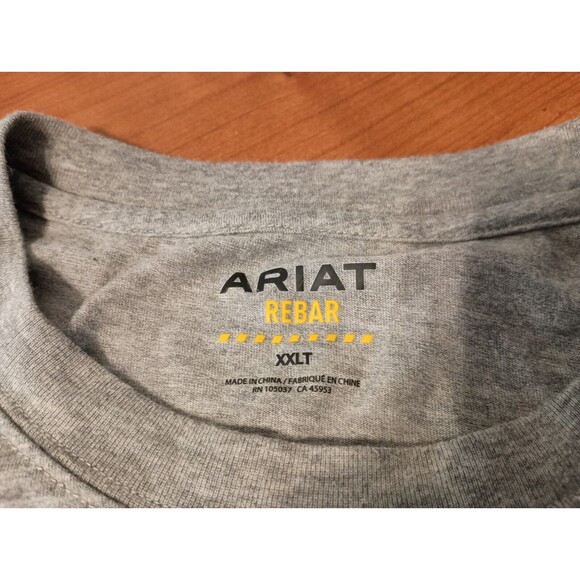 ARIAT Rebar Workman Pocket Short Sleeve T-Shirt Men's HEATHER GRAY XXLT Work - Picture 2 of 8
